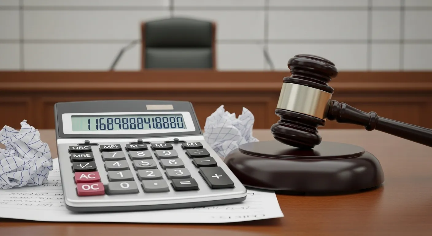 A calculator and gavel, symbolizing the calculation of personal injury compensation