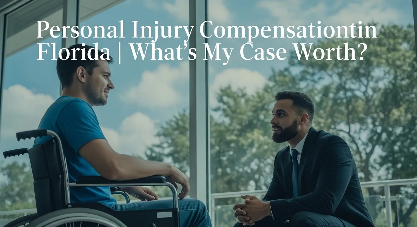 A man in a wheelchair consults with his personal injury lawyer about the value of his compensation case in Florida