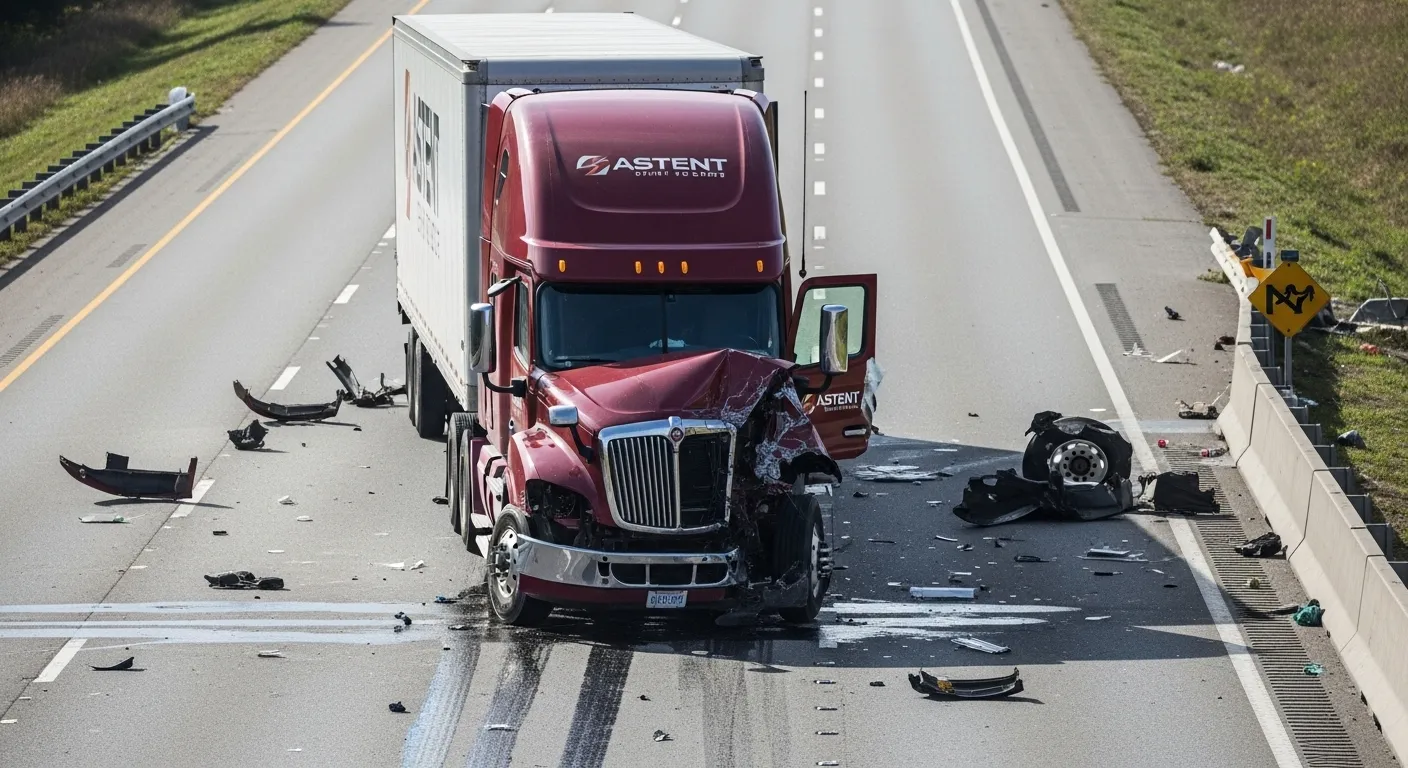 A large commercial truck on a highway, symbolizing truck accident claims.